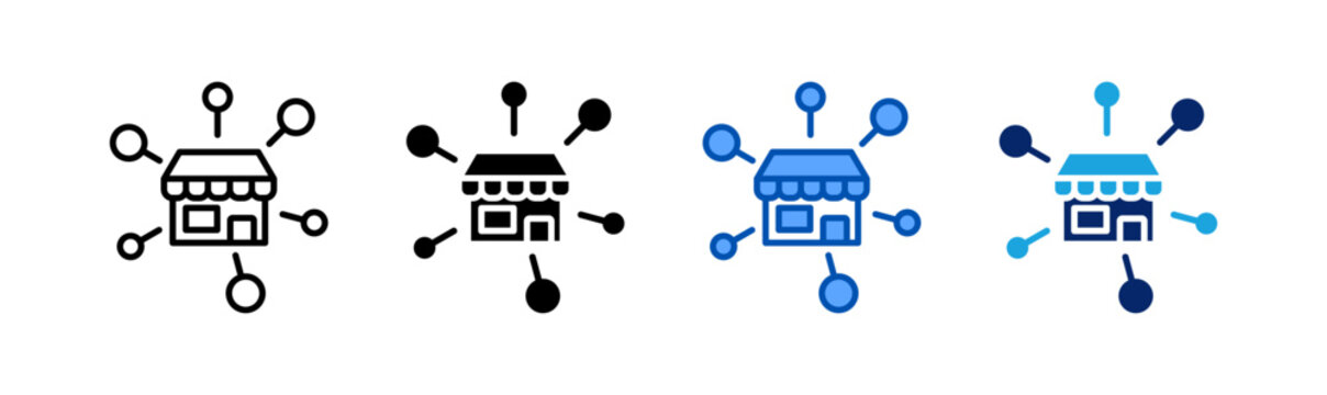 franchise icon set multiple style collection