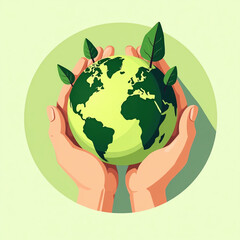 hands holding green earth