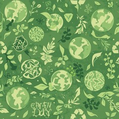 seamless pattern with green leaves