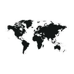 Silhouette of world map vector icon illustration on white background