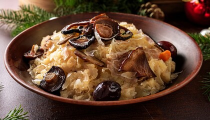 Christmas Lenten Sauerkraut With Wild Mushrooms And Smoked Plums