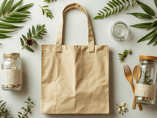 Environmentally friendly arrangement of goods, promoting a zero-waste lifestyle.