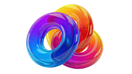 Three Intertwined Glossy Rings with Gradient Colors