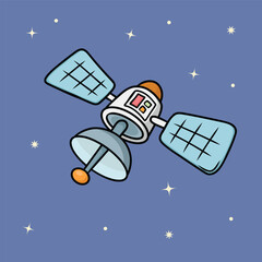 Cartoon Space Satellite Illustration
