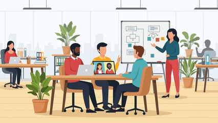 Fototapeta premium Group of People Working Together in Office.