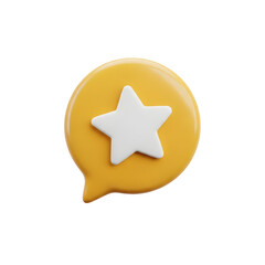 3D Yellow Speech Bubble with White Star Icon on White Background