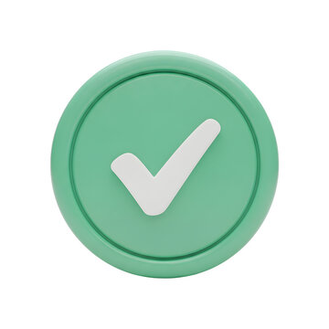Green Button with White Checkmark Icon, Approval, Simple Design