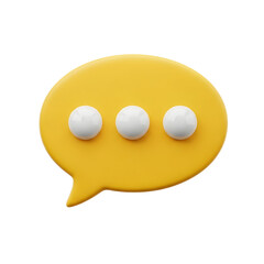 Yellow Speech Bubble with Three White Dots on White Background