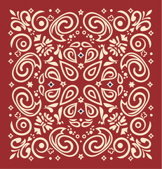 Ornamental Traditional Bandana Style Detailed Design Pattern Illustration Graphic