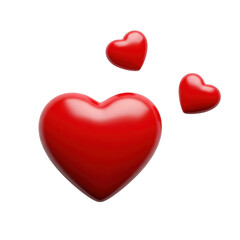 Obraz premium Three red hearts isolated on transparent background