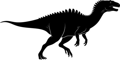 Fototapeta premium Allosaurus dinosaur silhouette, a fierce carnivorous predator striding with an open mouth.