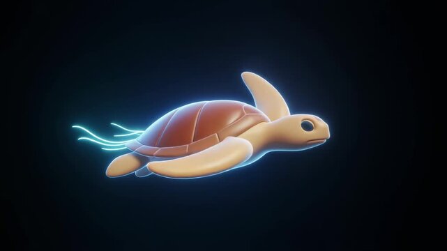sea turtle swimming slowly in a clean minimalistic underwater environment. Sligh