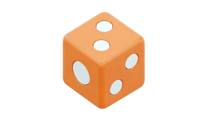 Orange Die with White Dots on White Background