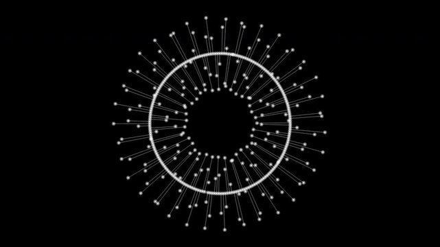 Abstract rotating digital eye Iris pulsing in 3D circular symmetry overlay
