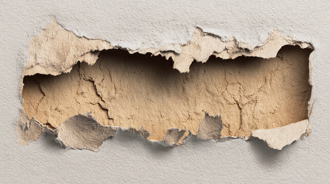 Hole in the wall showing the inner layers of a structure