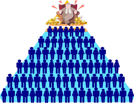 Abstract illustration of income inequality and social hierarchy pyramid structure