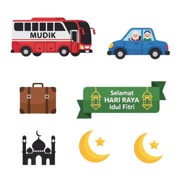 Islamic Symbols and Objects for Eid Celebration.
