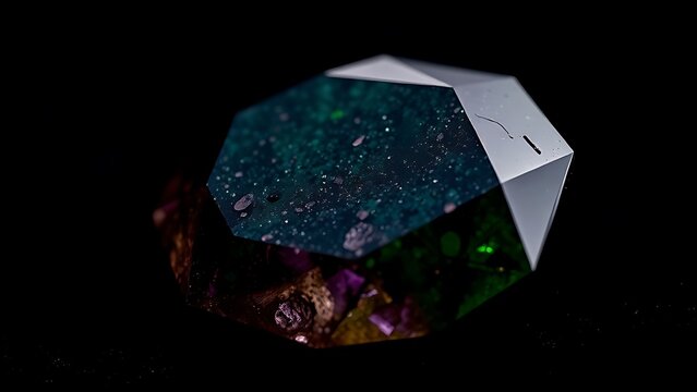 Polished sphalerite gemstone facet with deep hues and brilliant luster.