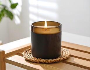 Traditional Kinara Placed on Rustic Wooden Shelf Near Wall