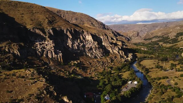 The cave monastery site of Vardzia, Samtskhe-Javakheti, Lesser Caucasus, Georgia, Caucasus, Europe