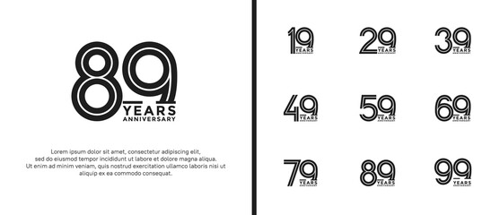 anniversary vector logo set, black color can be use for celebration