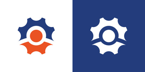 Dual meaning logo combining people and gear elements, symbolizing teamwork, efficiency, productivity, and human-centered operational solutions.