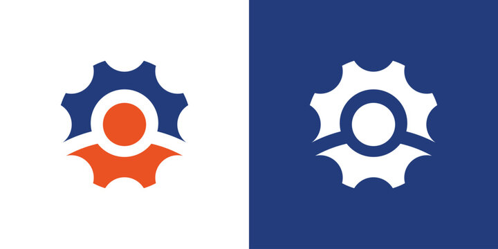 Dual meaning logo combining people and gear elements, symbolizing teamwork, efficiency, productivity, and human-centered operational solutions.