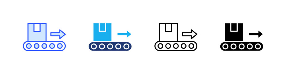 Conveyor Multiple Style Icon Set Vector 