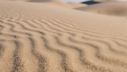 Close-up view of sand dunes with wavy patterns