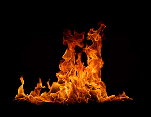 A solitary, bright orange flame against a black background represents heat and vibrant, moving energy in the design. The effect is an explosion of power, danger, and an abstract background.