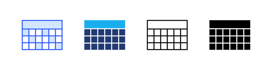 Data Table Multiple Style Icon Set Vector 