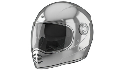 Shiny Silver Motorcycle Helmet
