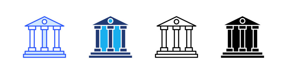 Bank Multiple Style Icon Set Vector 