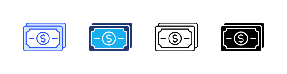 Money Multiple Style Icon Set Vector 