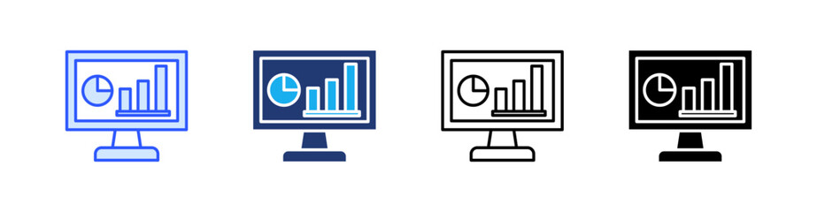 Visualization Multiple Style Icon Set Vector 