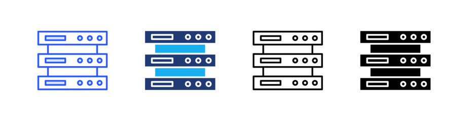 Server Multiple Style Icon Set Vector 