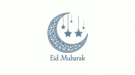 Celebrating eid mubarak with moon and stars