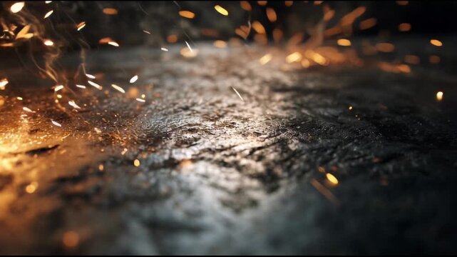 Hot Molten Metal Texture with Flying Sparks and Industrial Heat Haze