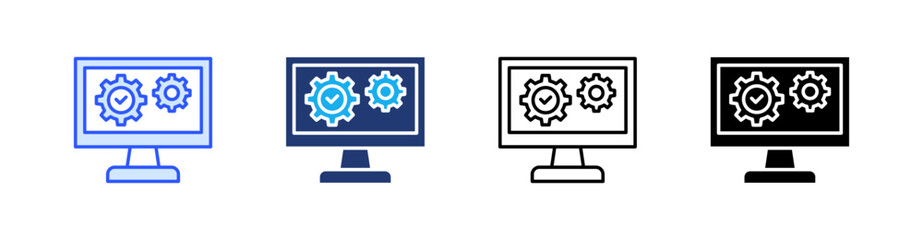 System Multiple Style Icon Set Vector 