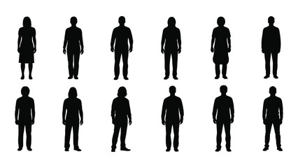Silhouettes of various figures isolated on white background, Vector
