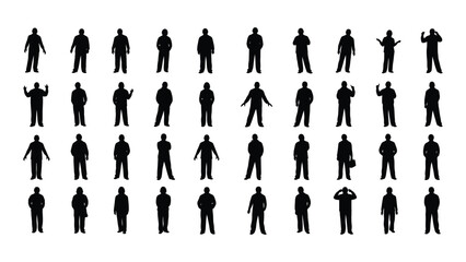 Collection of silhouetted human figures isolated on white background, Vector