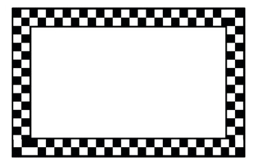 Modern graphic illustration of a checkerboard frame depicting a decorative border for invitations and events
