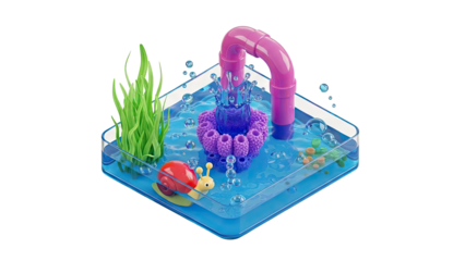 Miniature Aquarium Scene with Snail and Coral