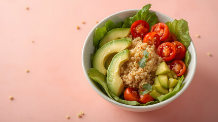 Healthy Quinoa Bowl with Avocado and Cherry Tomatoes