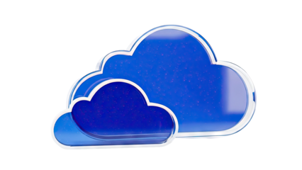 Two blue cloud icons with starry texture and white outlines