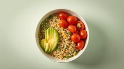 Healthy Quinoa Bowl with Avocado and Cherry Tomatoes