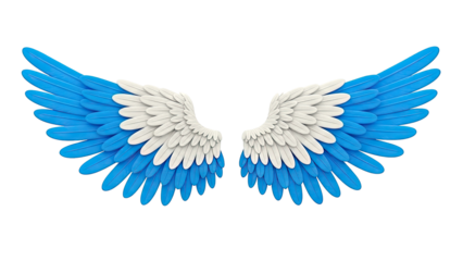 White and Blue Feathered Angel Wings