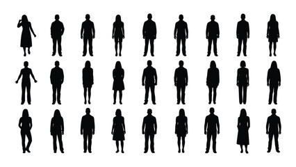 Silhouettes of diverse individuals isolated on white background, Vector