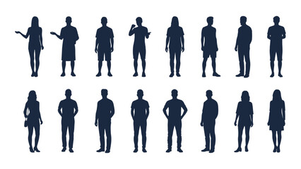Silhouettes of diverse people isolated on white background, Vector