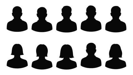 Silhouettes of people in rows isolated on white background, Vector